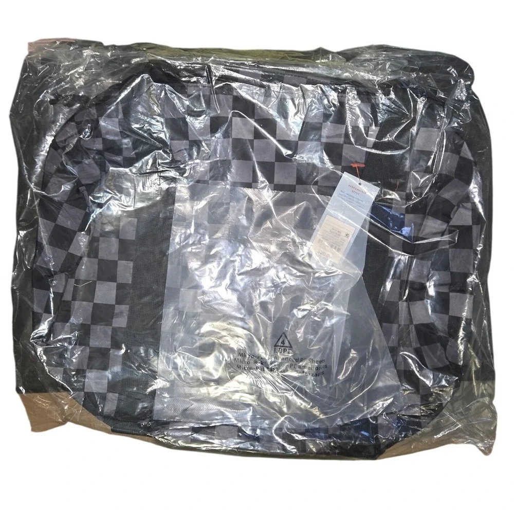 Cat & Jack Kids Checkered Duffel Bag Black Grey Barrel Sports Travel TB1001 NWT